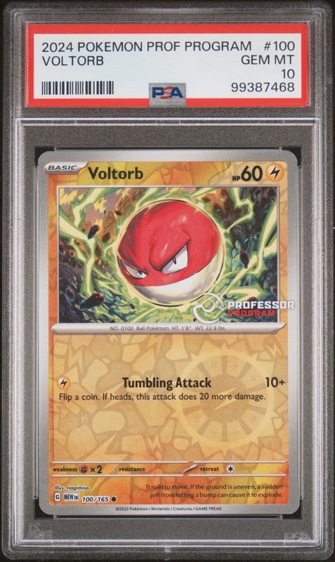 2024 Pokemon Professor Program Promo 100/165 Voltorb Reverse Foil PSA 10