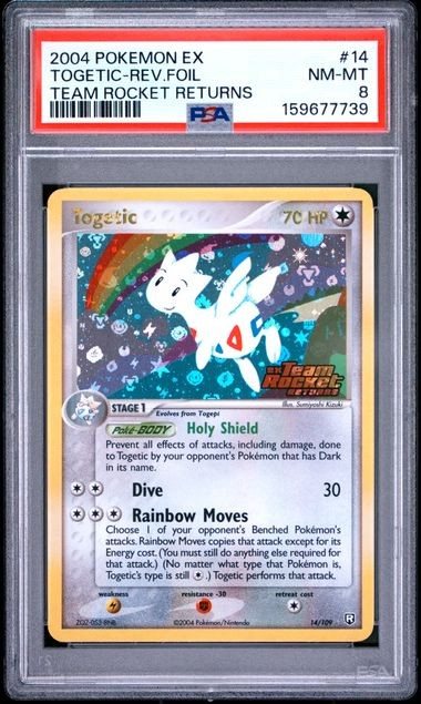 2004 Pokemon Ex Team Rocket Returns #14 Togetic Reverse Holo PSA 8 Nm Mt – Photo 1
