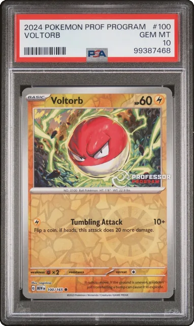 2024 Pokemon Professor Program Promo 100/165 Voltorb Reverse Foil PSA 10